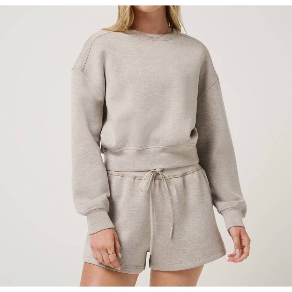 NEW TRAVISMATHEW cloudscape pullover sweater in heather savannah tan